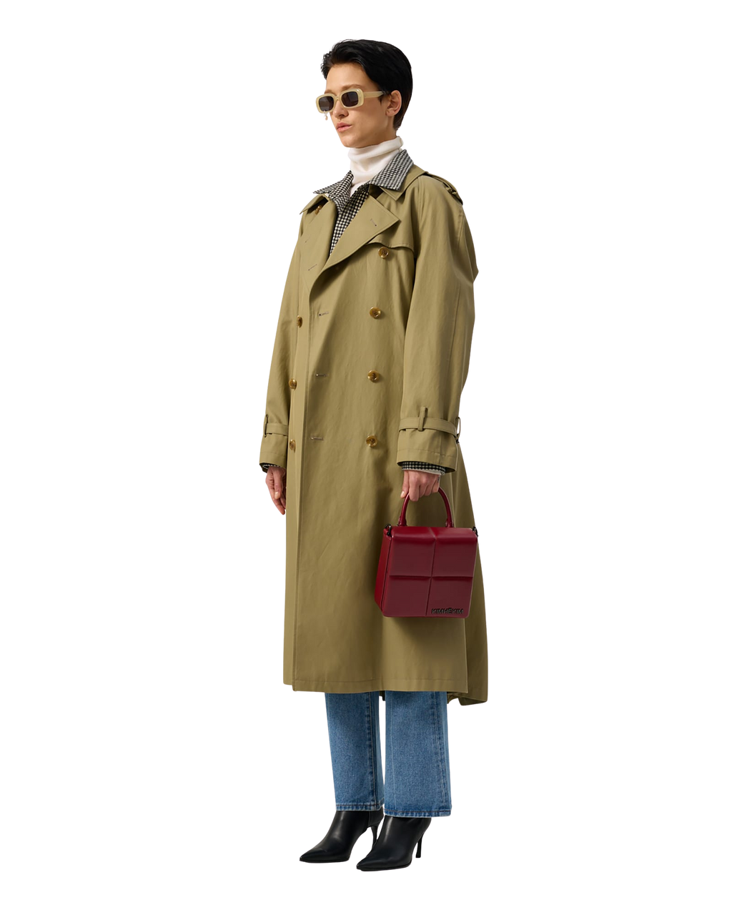 Kimhe Kim - Cotton-Rayon Belted Trench Coat (Olive Green) product image 9 | TRAB K-Fashion Australia