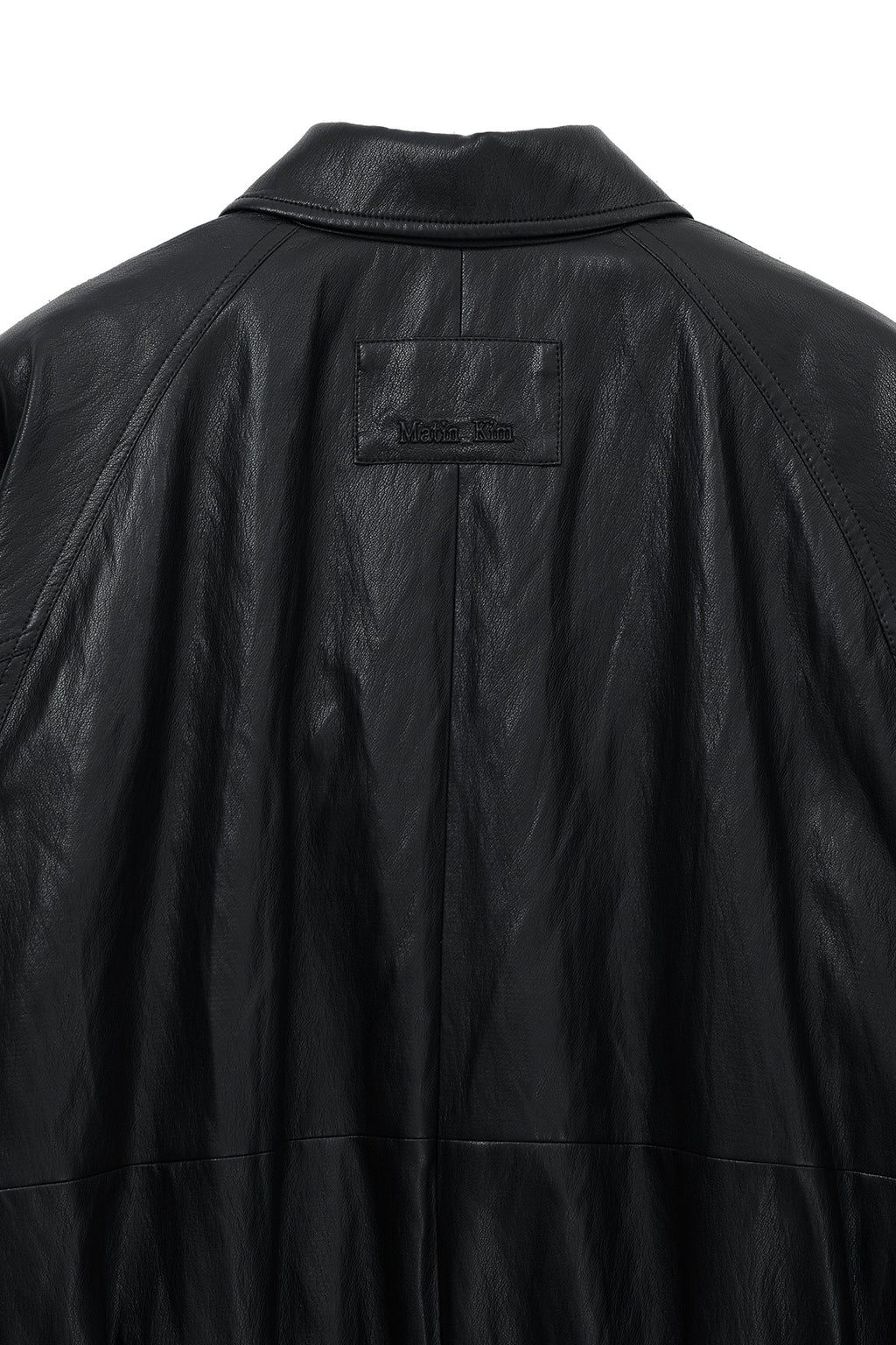 Matin Kim - Small Logo Quilted Faux Leather Zip Up Jumper (Black) product image 5 | TRAB K-Fashion Australia