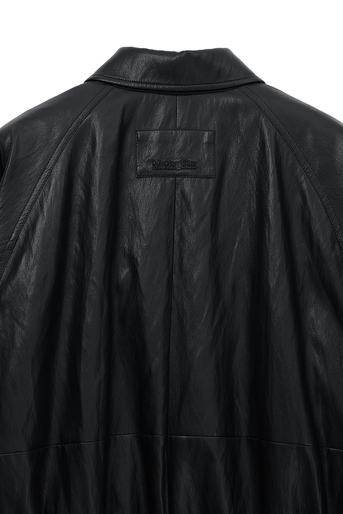 Matin Kim - Small Logo Quilted Faux Leather Zip Up Jumper (Black) product image 5 | TRAB K-Fashion Australia