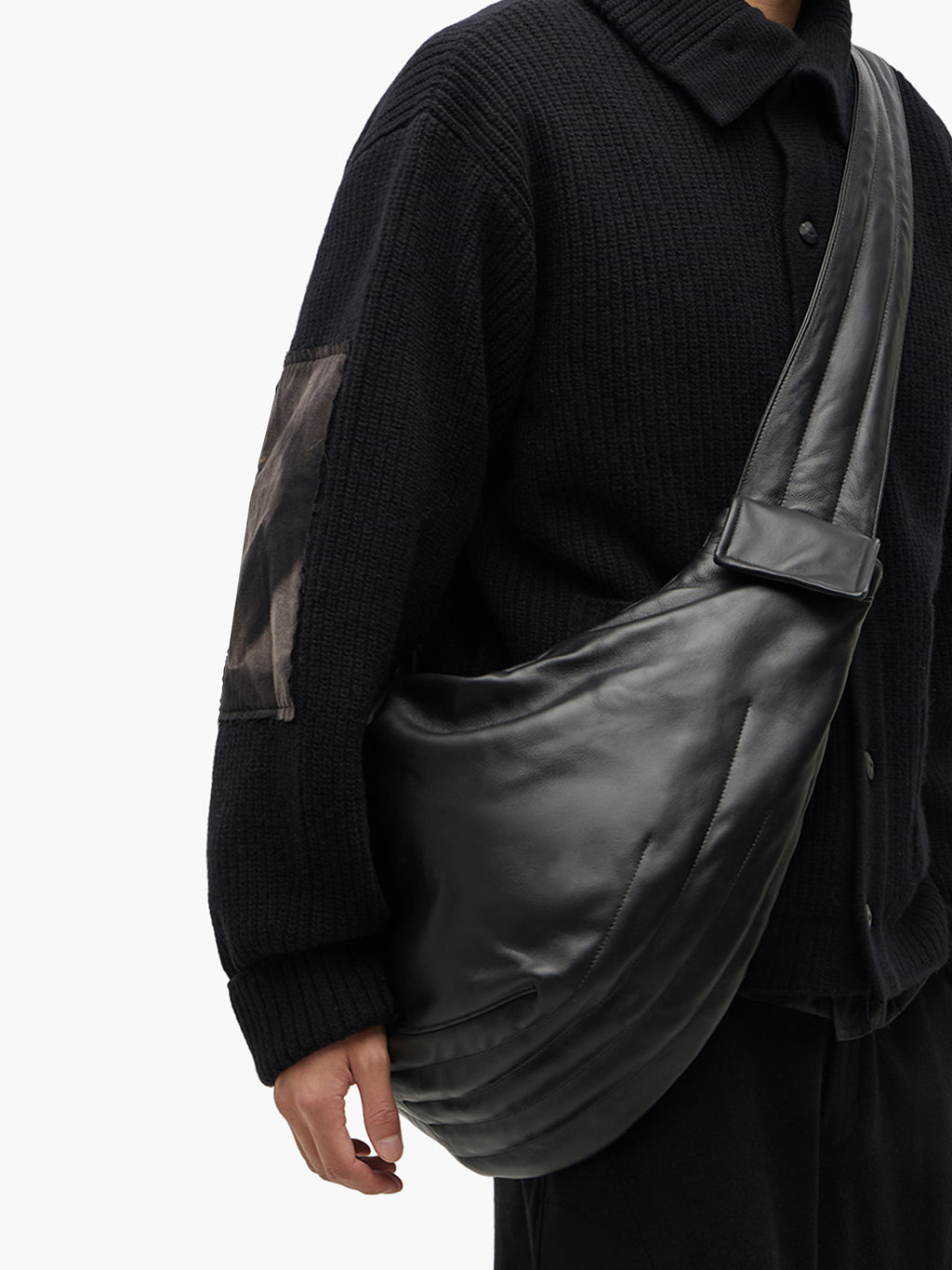 Jiyong Kim - Draped Leather Shoulder Bag (Black) product image 6 | TRAB K-Fashion Australia