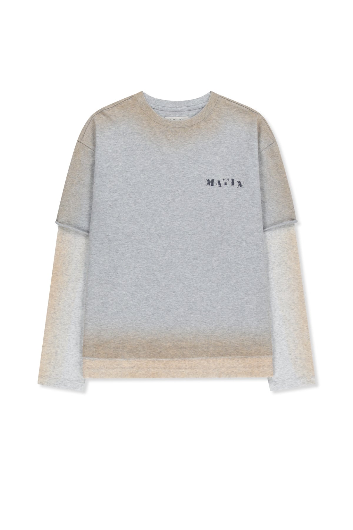 Matin Kim - Dust Washed Logo Layered Top (Grey) product image 13 | TRAB K-Fashion Australia