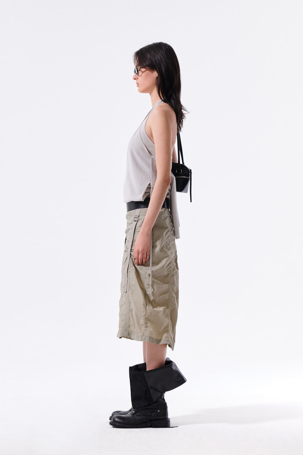 Matin Kim - Layered Tie Halter Neck Knit Top (Light Grey) product image 13 | TRAB K-Fashion Australia