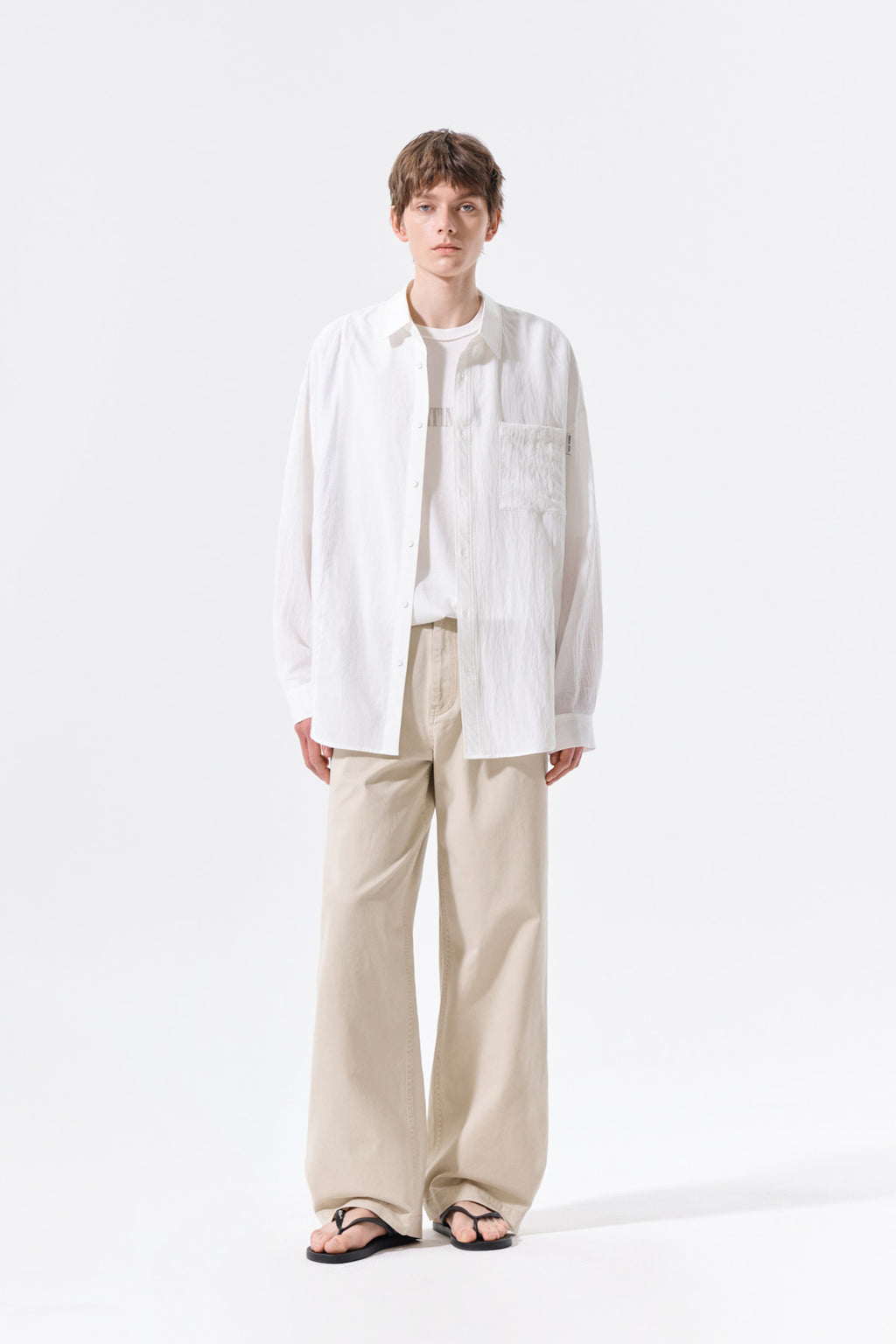 Matin Kim - Mixed Panel Over Fit Shirt (White) product image 14 | TRAB K-Fashion Australia