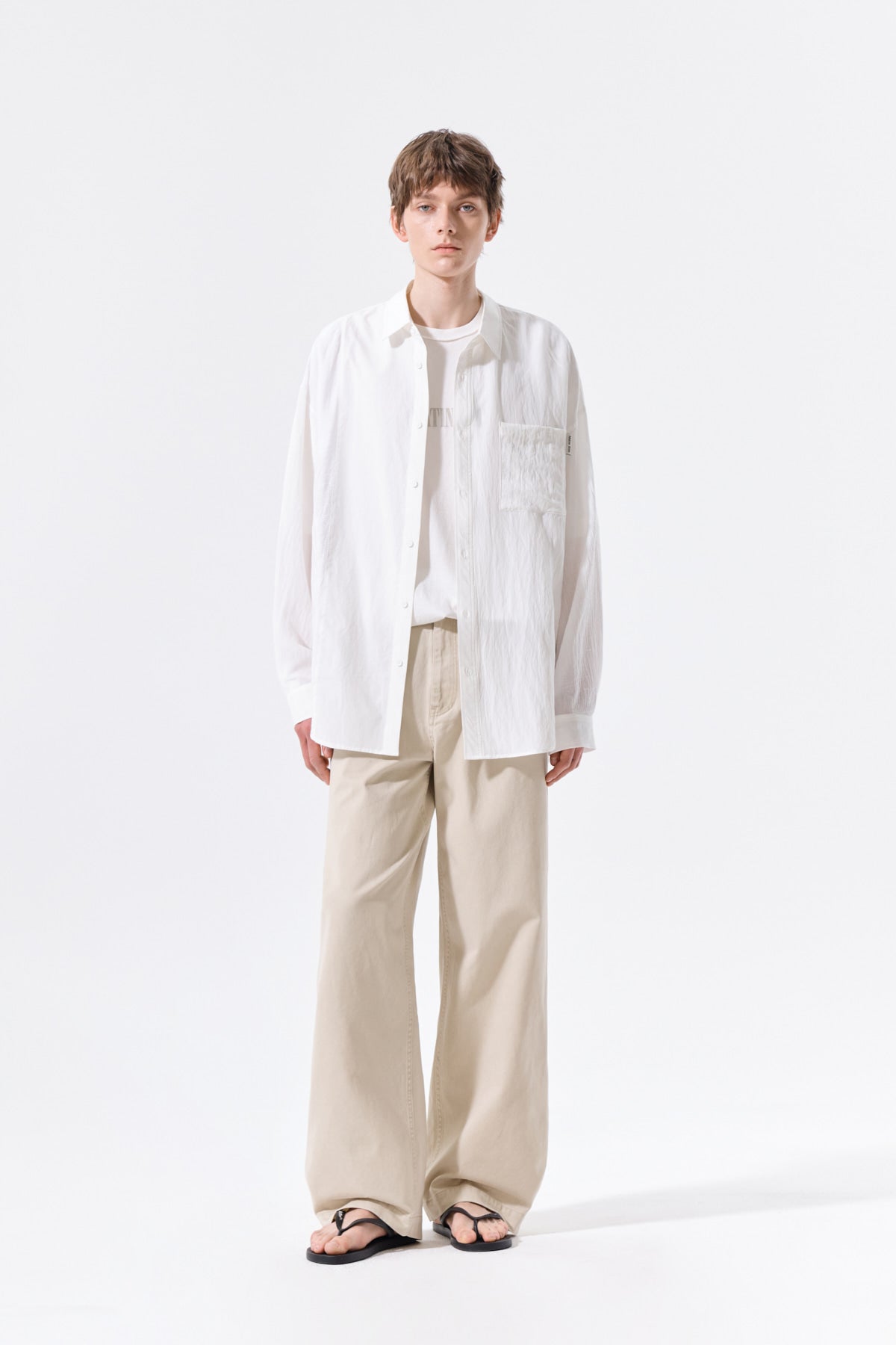 Matin Kim - Mixed Panel Over Fit Shirt (White) product image 14 | TRAB K-Fashion Australia