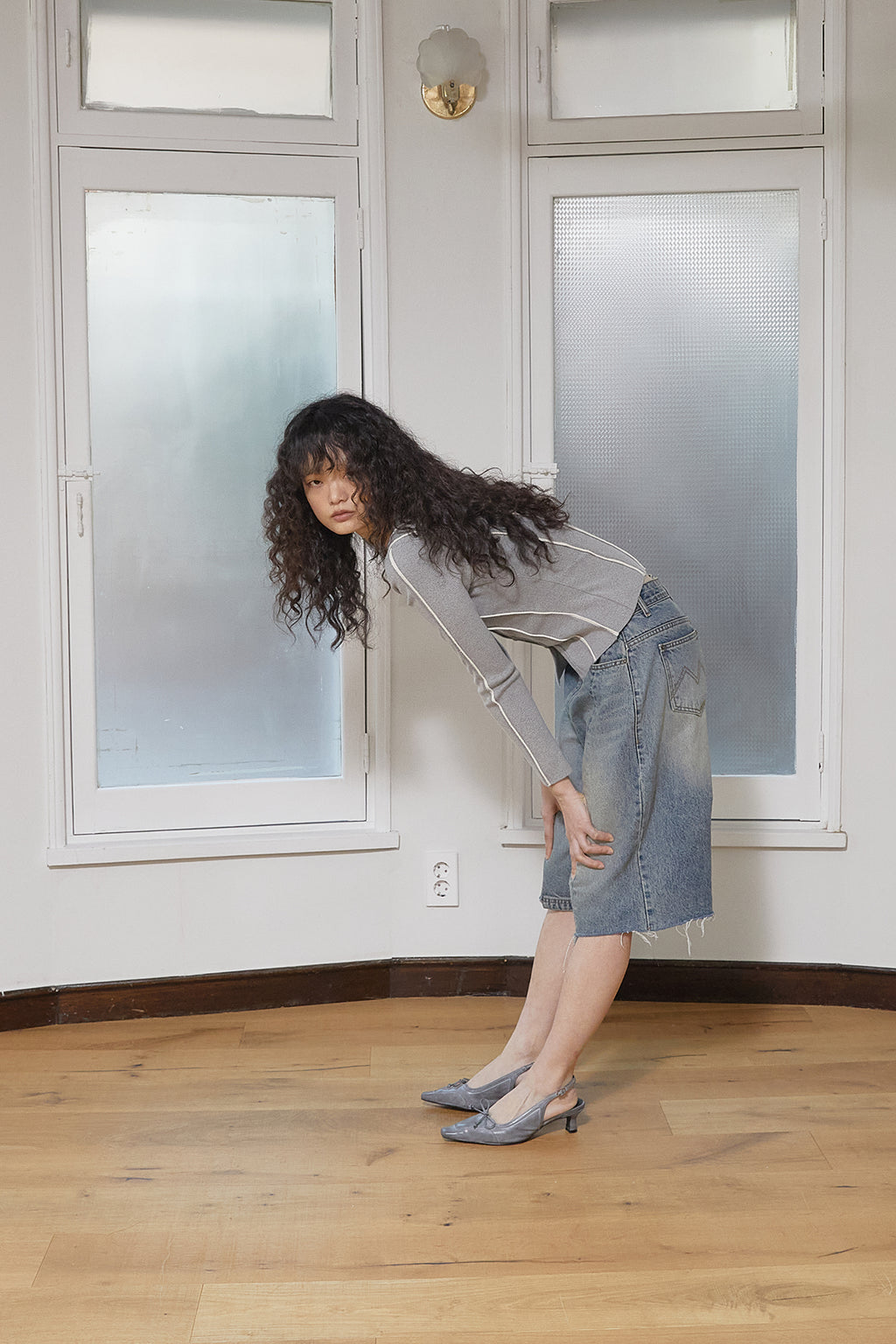 Matin Kim - Hem Point Bermuda Denim Pants (Blue) product image 14 | TRAB K-Fashion Australia