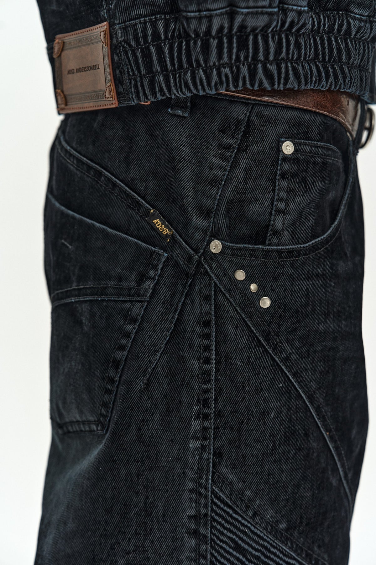 Andersson Bell - Unisex Rodeo Biker Wide-Leg Jeans (Black) product image 7 | TRAB K-Fashion Australia