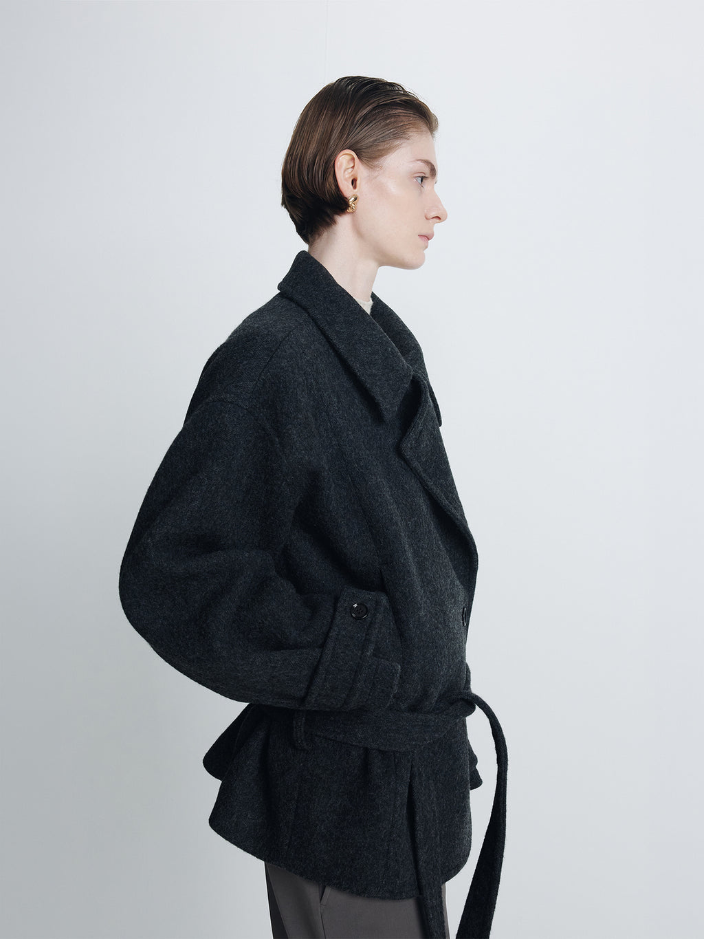 Tonywack - Wool Asymmetrical Short Coat (Anthracite) product image 5 | TRAB K-Fashion Australia