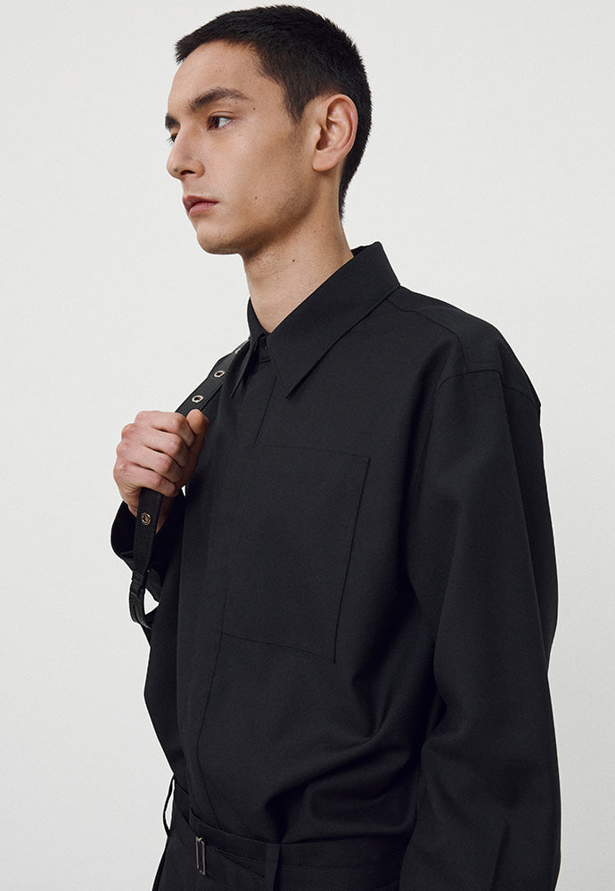 Tonywack - Wool Twill Hidden Pocket Shirt (Black) product image 6 | TRAB K-Fashion Australia