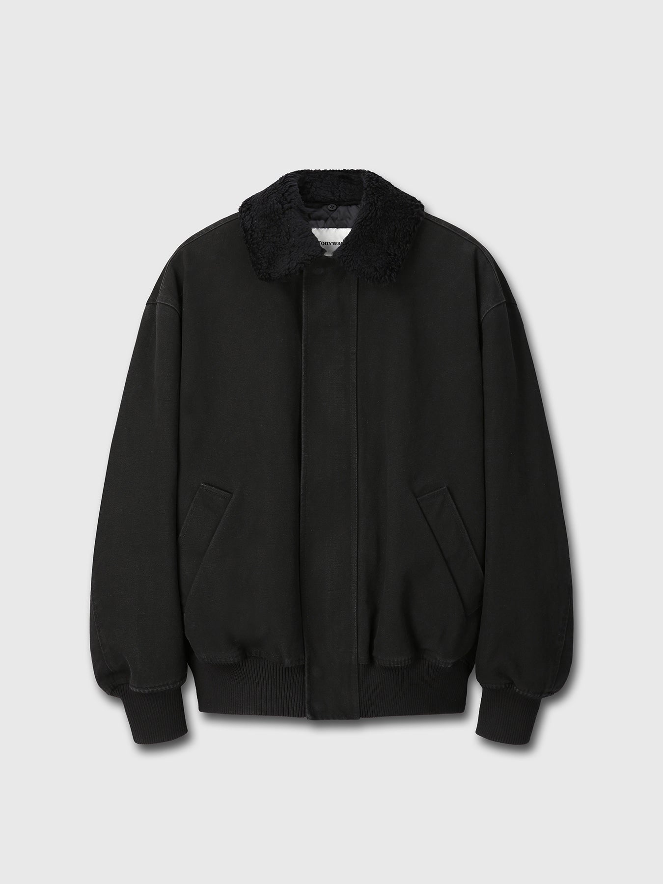 Tonywack - Washed Cotton Shearling Trim Bomber (Black) product image 8 | TRAB K-Fashion Australia