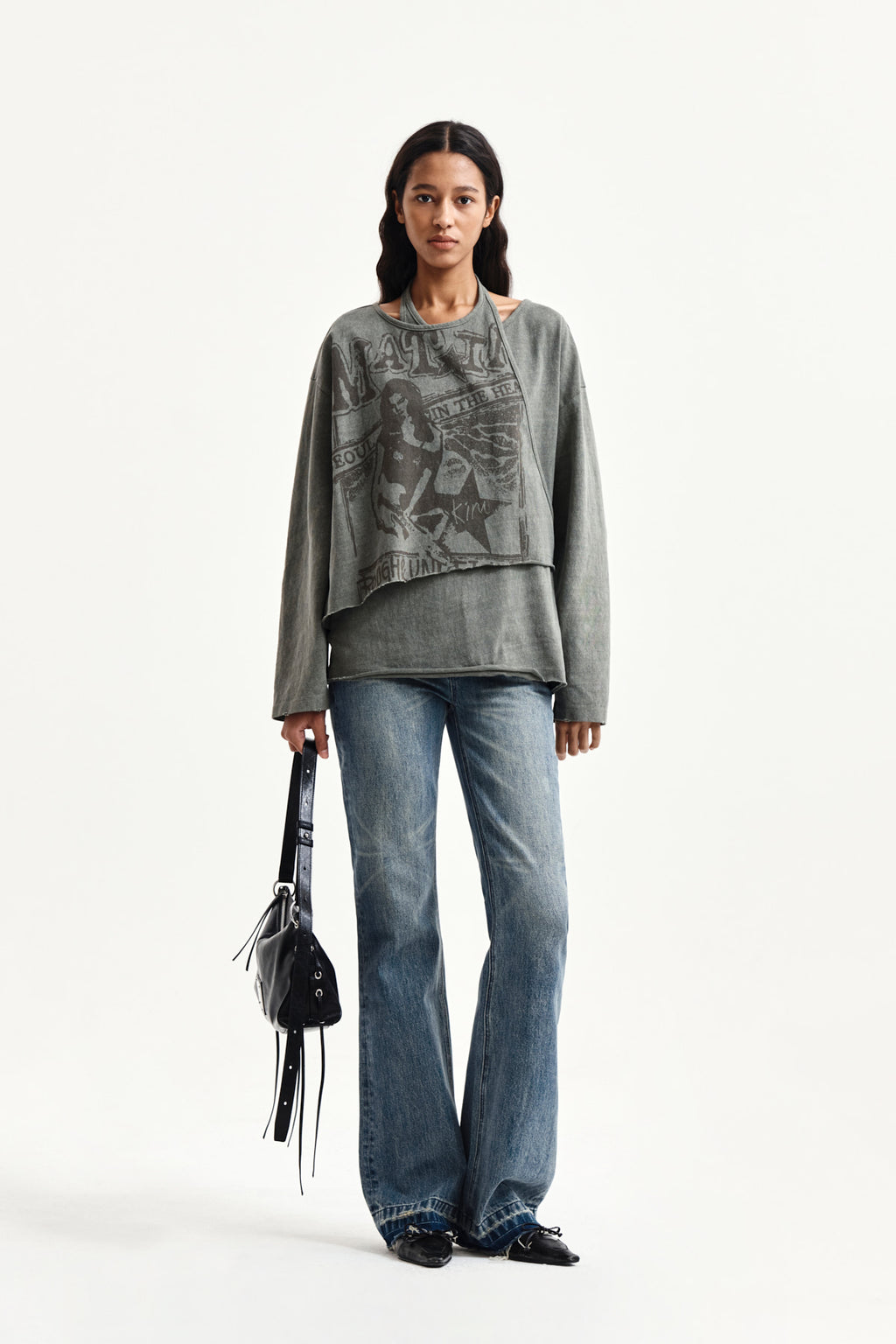 Matin Kim - Vintage Graphic Layered Top (Khaki) product image 8 | TRAB K-Fashion Australia