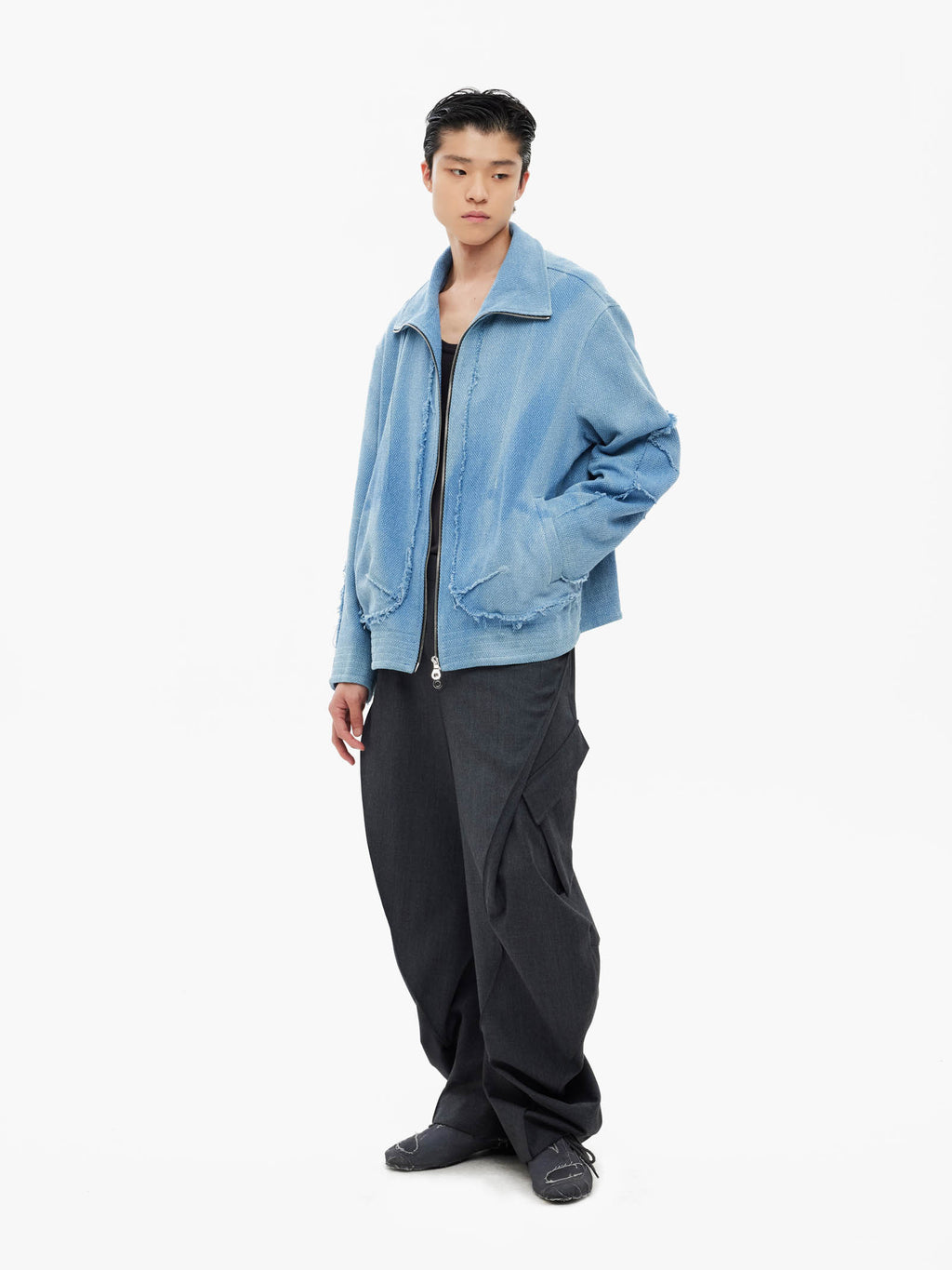 Jiyong Kim - Sun-Bleached Raw Edged Jacket (Blue) product image 1 | TRAB K-Fashion Australia