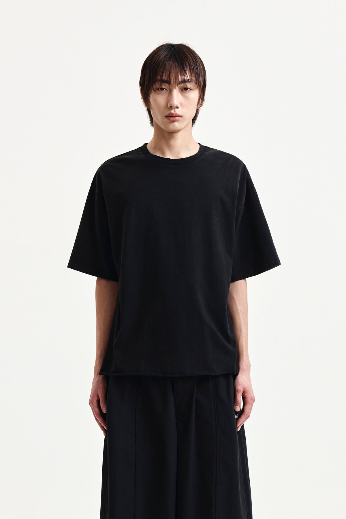 Matin Kim - Raw Cut Graffiti Logo Top (Black) product image 10 | TRAB K-Fashion Australia