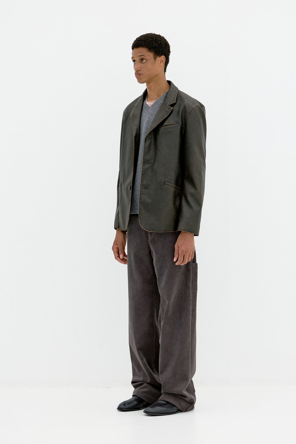 Coor - Washed Fake Leather Blazer (Washed Brown) product image 3 | TRAB K-Fashion Australia