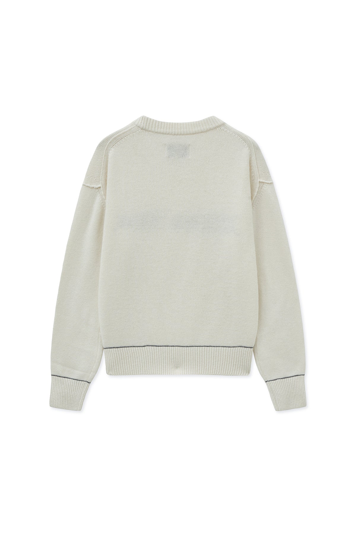 Matin Kim - Color Trim Line Logo Pullover (Ivory) product image 2 | TRAB K-Fashion Australia