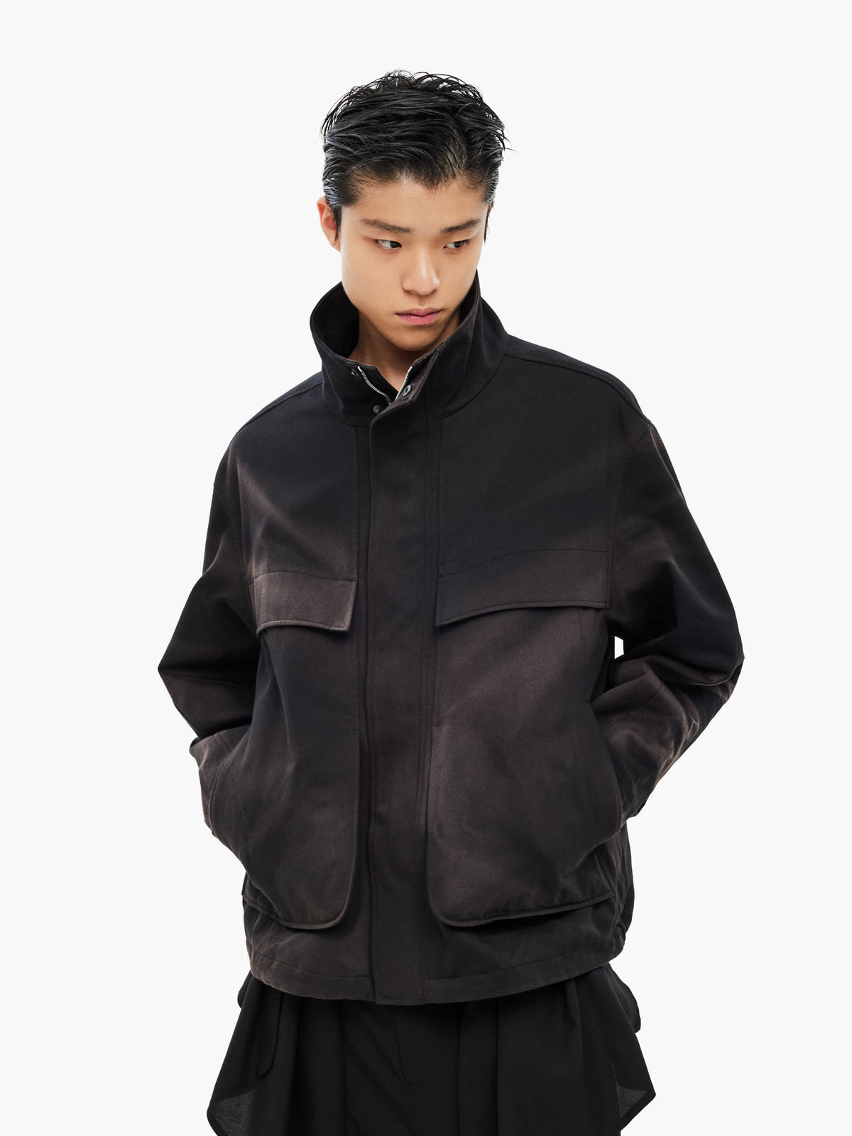 Jiyong Kim - Sun-Bleached Work Jacket (Black) product image 3 | TRAB K-Fashion Australia