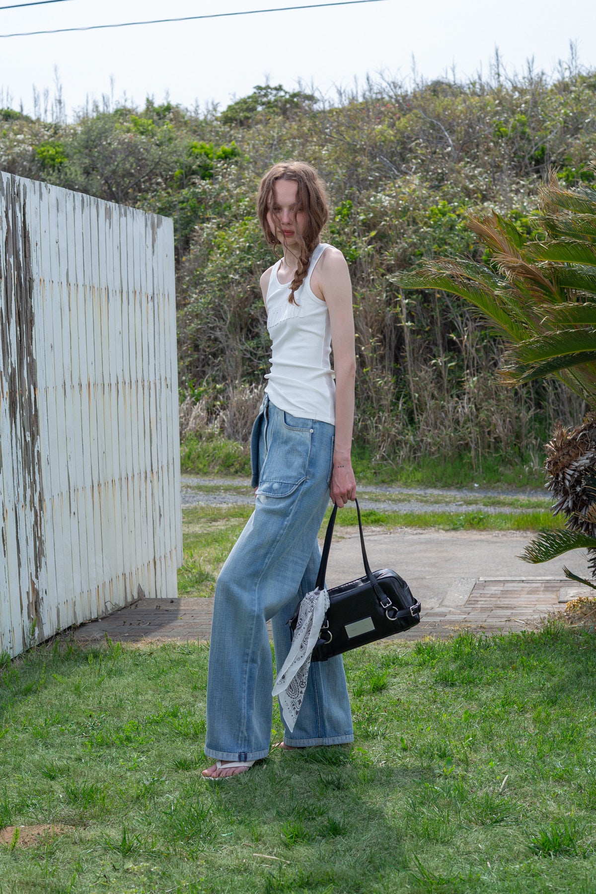 Matin Kim - Logo Applique Slim Tank Top (White) product image 7 | TRAB K-Fashion Australia