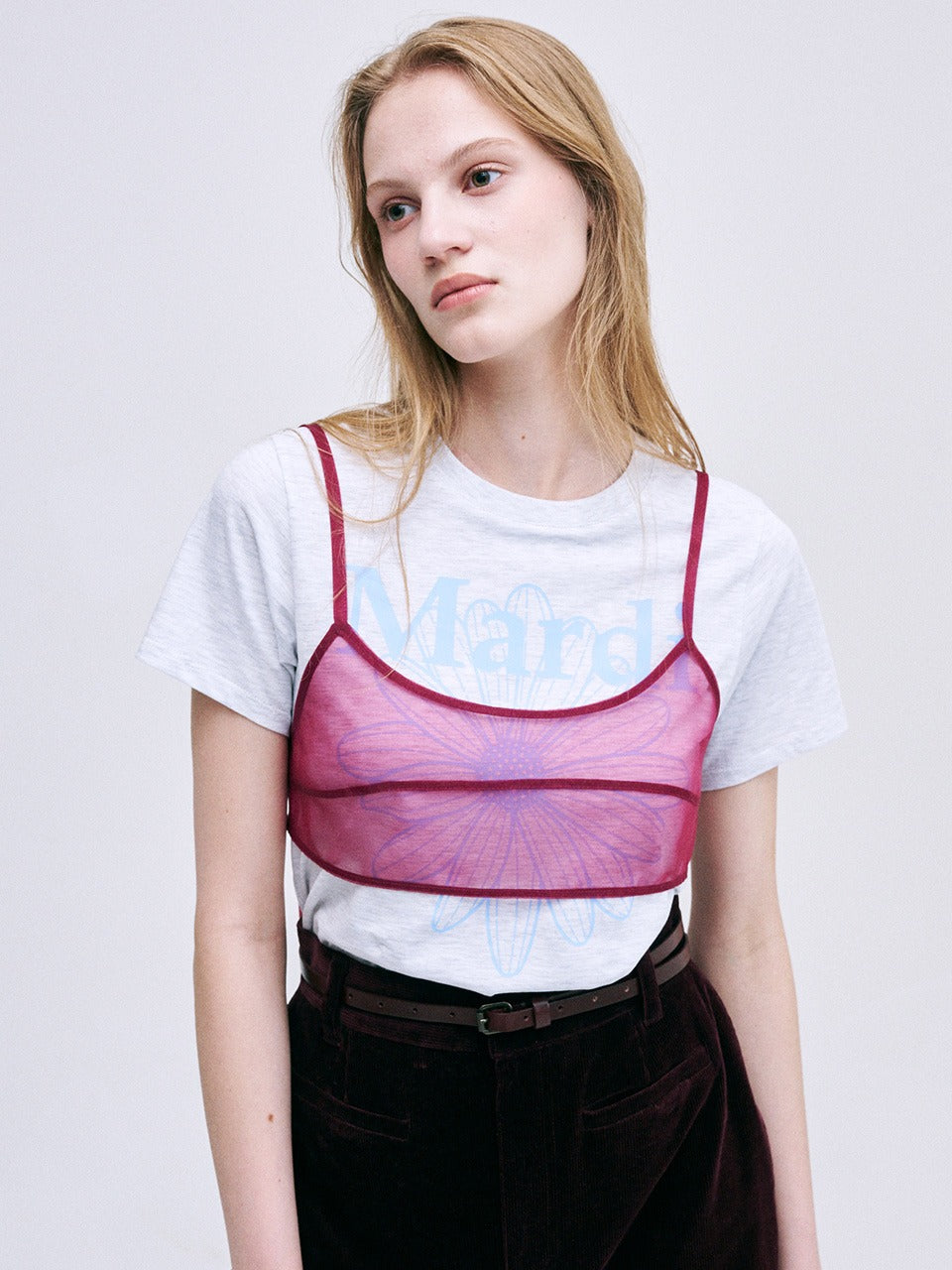 Mardi Mercredi - Sheer Layered Bustier (Burgundy) product image 1 | TRAB K-Fashion Australia