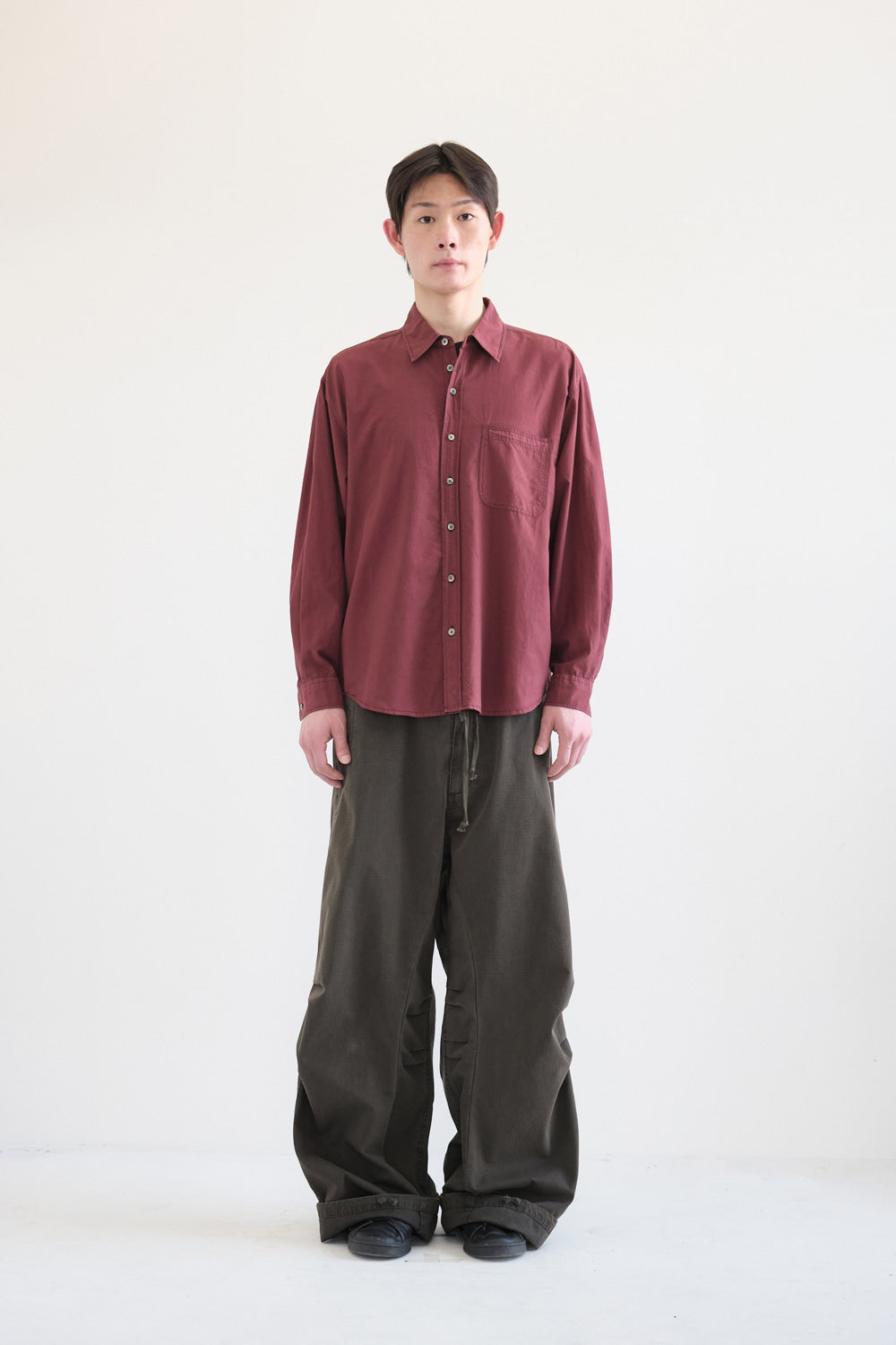 Hatchingroom - Shadow Stripe Shirt (Dark Red) product image 3 | TRAB K-Fashion Australia