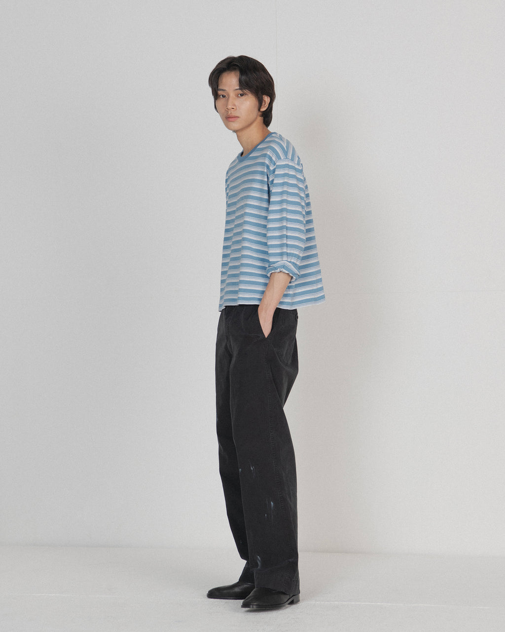 Brownyard - Waist Cut Long Sleeve (Blue Stripe) product image 1 | TRAB K-Fashion Australia