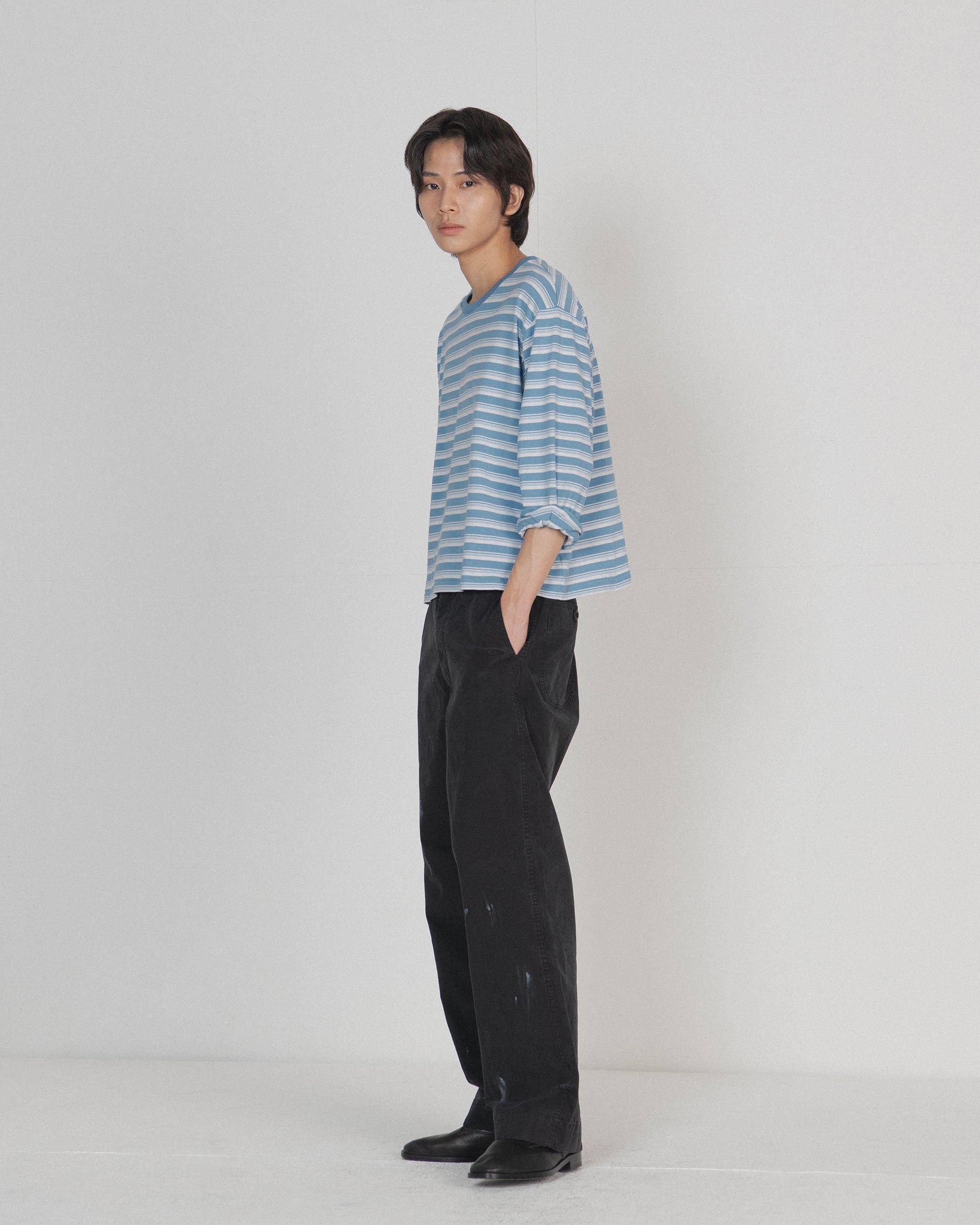 Brownyard - Waist Cut Long Sleeve (Blue Stripe) product image 1 | TRAB K-Fashion Australia