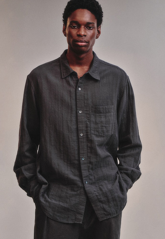 Art if acts - Washed Gauze Shirt (Charcoal) product image 1 | TRAB K-Fashion Australia