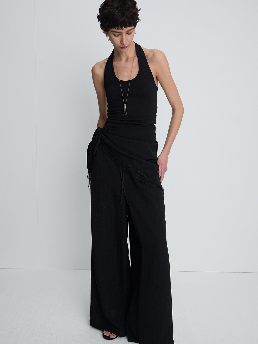 Tonywack - Jacquard Wrap Loose Fit Pants (Black) product image 7 | TRAB K-Fashion Australia