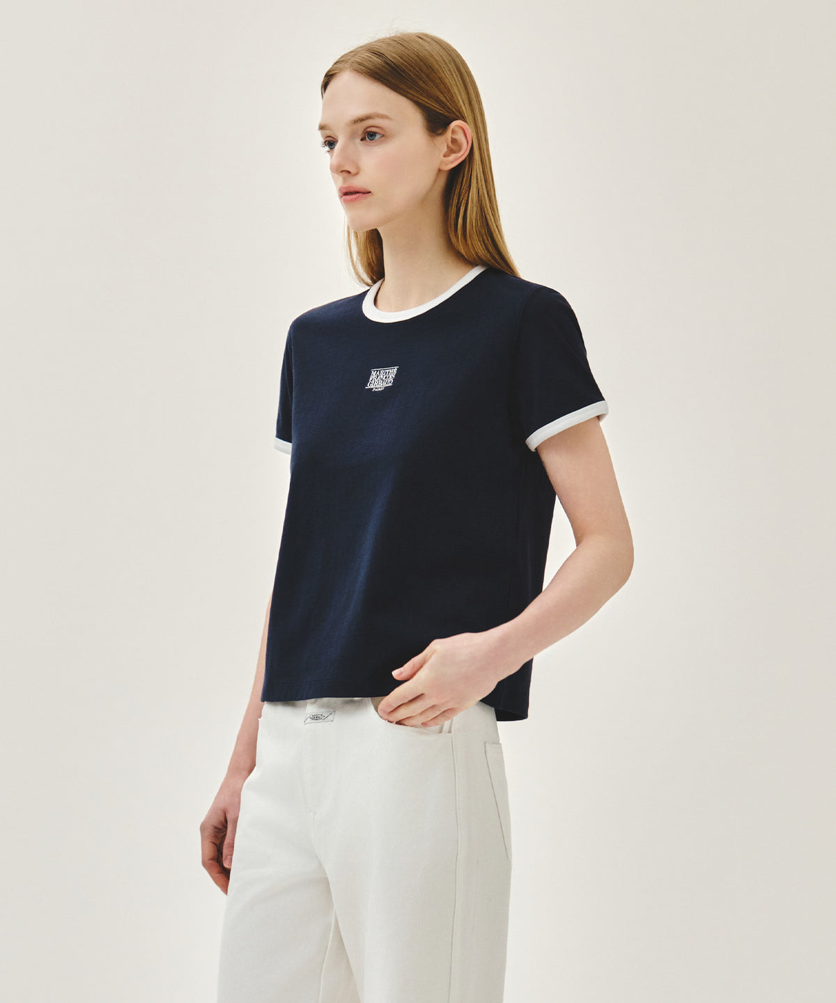 Marithe & Francois Girbaud - Classic Logo Ringer Tee (Navy) product image 2 | TRAB K-Fashion Australia