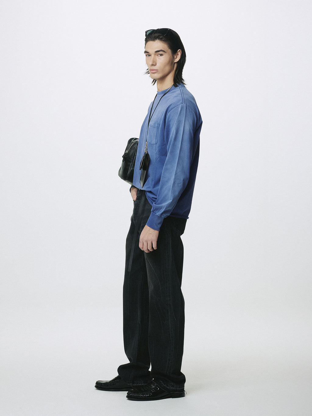 Tonywack - Garment Dyed Long Sleeve Crew (Faded Purple Blue) product image 3 | TRAB K-Fashion Australia