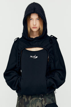 Andersson Bell - (essential) Cut Out Shirring Hoodie (Black) product image 1 | TRAB K-Fashion Australia