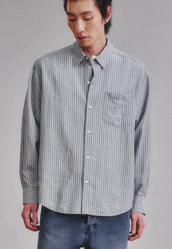 Art if acts - Wrinkle Rayon Shirt (Grey/Liberty Blue) product image 1 | TRAB K-Fashion Australia