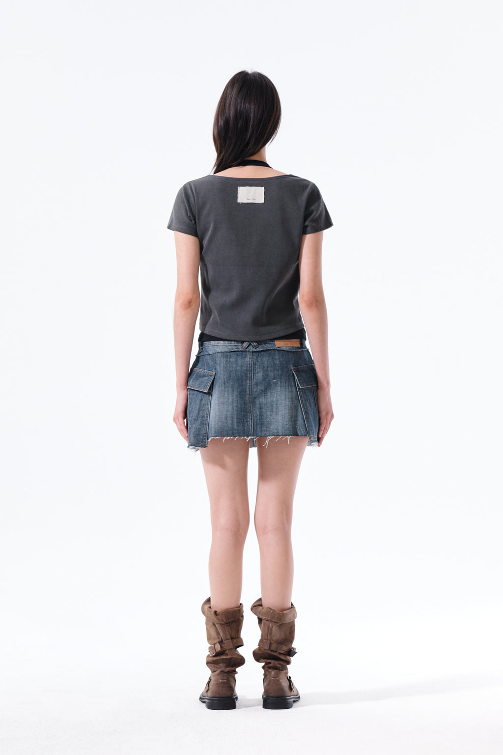 Matin Kim - Pocket Point Slim Fit Top (Charcoal) product image 7 | TRAB K-Fashion Australia
