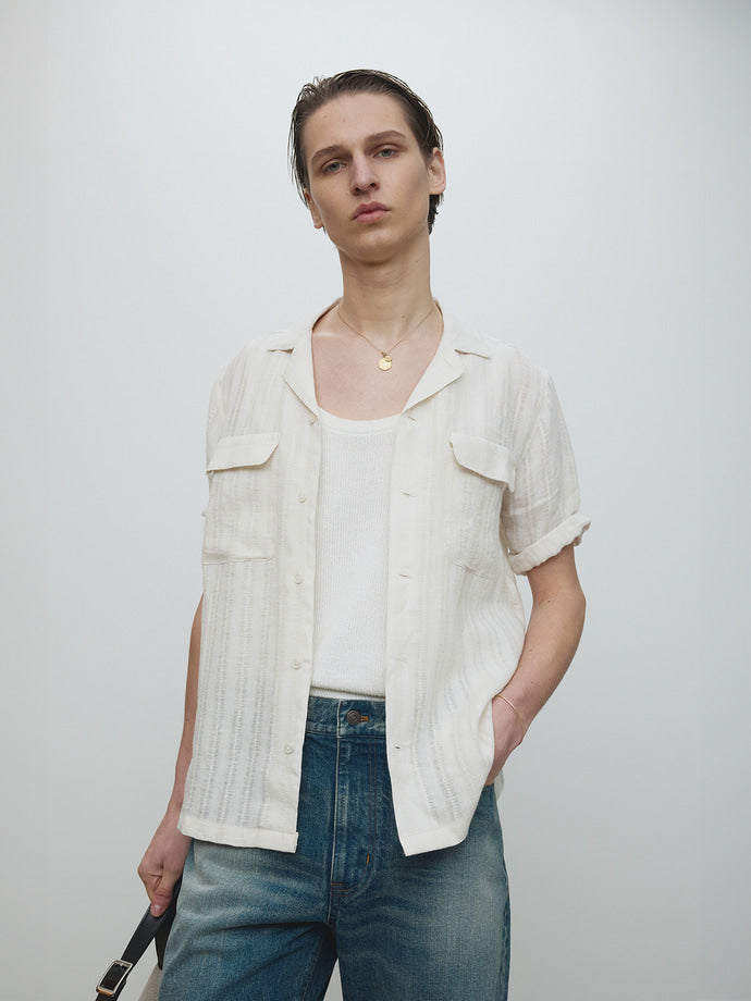 Tonywack - French Linen Croched Shirt (Light Beige) product image 5 | TRAB K-Fashion Australia