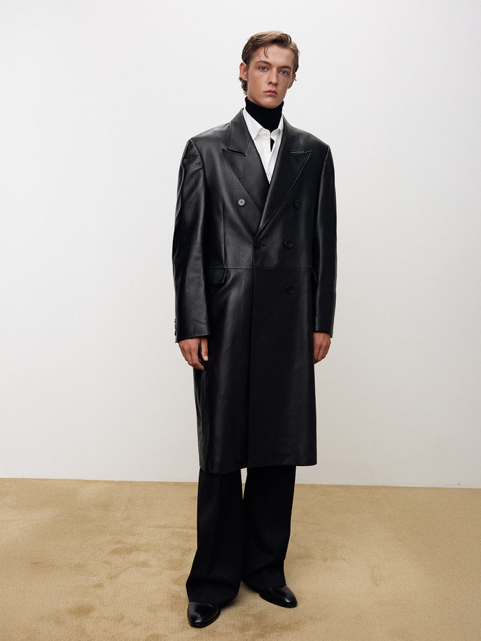 Tonywack - Nappa Leather Double-Breasted Coat (Black) product image 4 | TRAB K-Fashion Australia