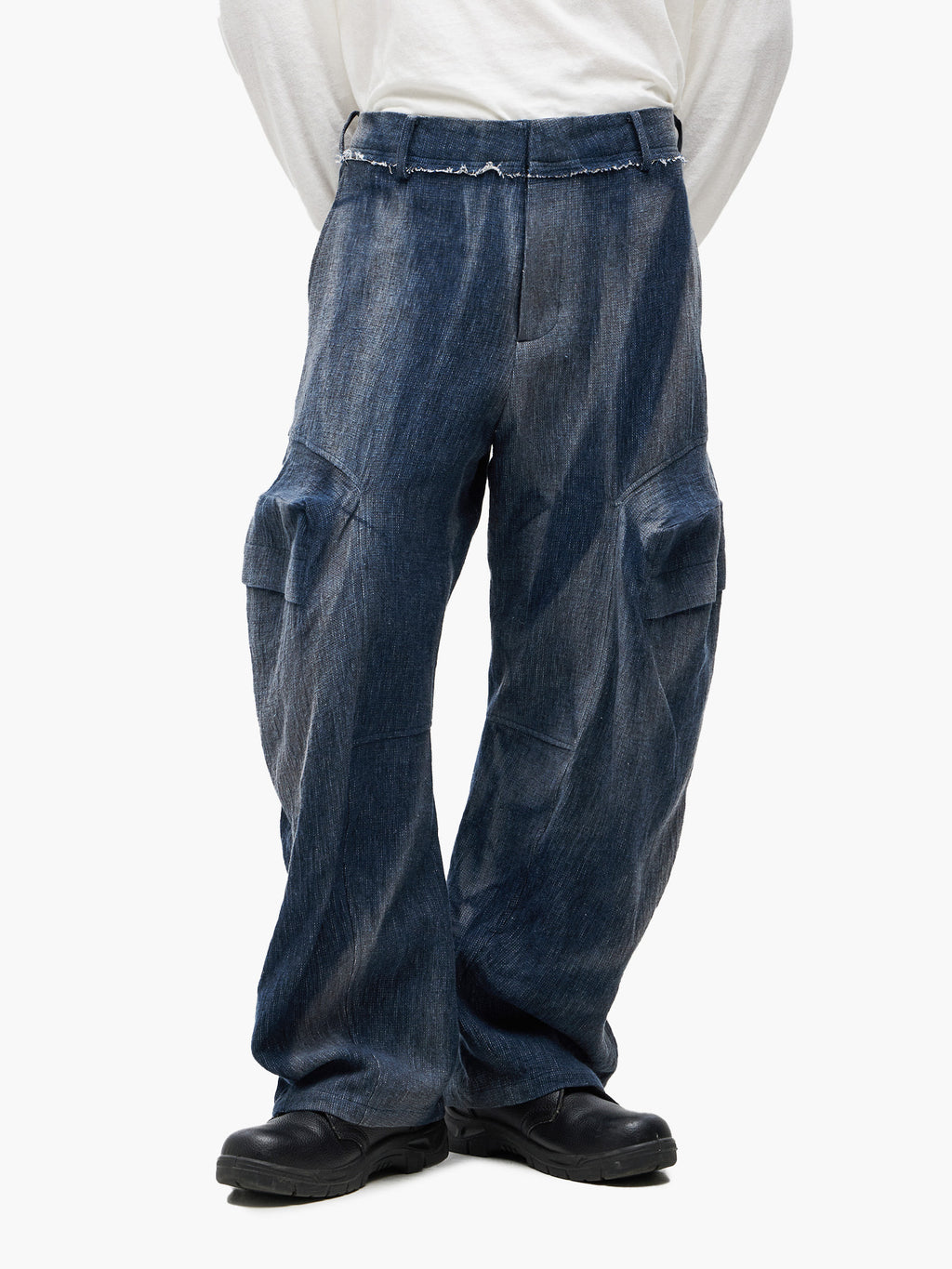 Jiyong Kim - Sun-Bleached 3D-Pocket Trousers (Indigo) product image 3 | TRAB K-Fashion Australia