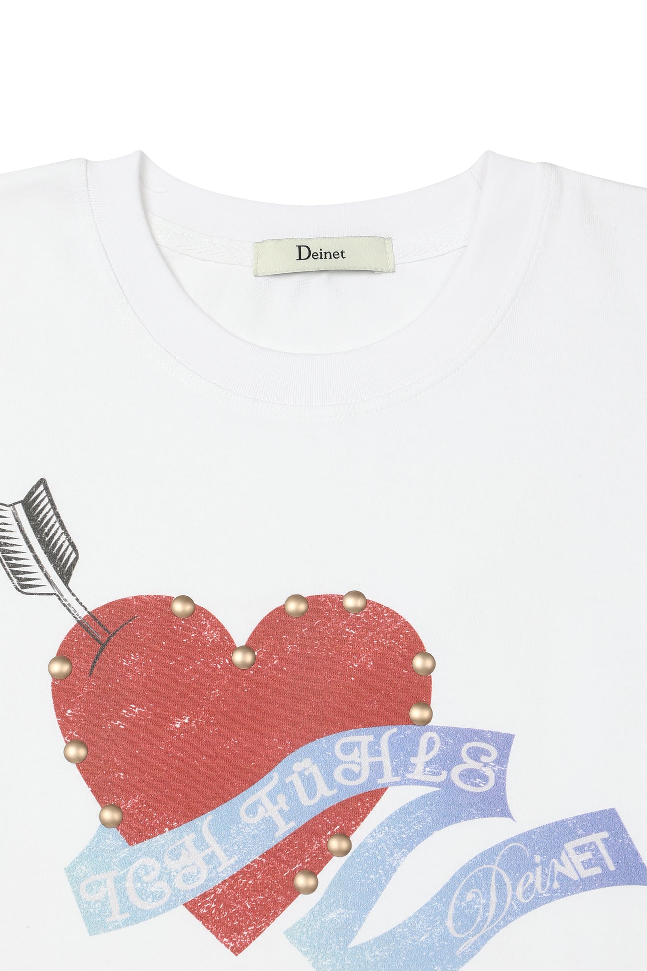 Deinet - Stud Heart T-Shirt (White) product image 3 | TRAB K-Fashion Australia