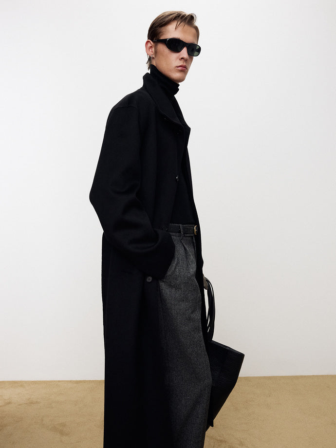 Tonywack - Hand-Made Wool Cashmere Stand-Collar Coat (Black) product image 2 | TRAB K-Fashion Australia