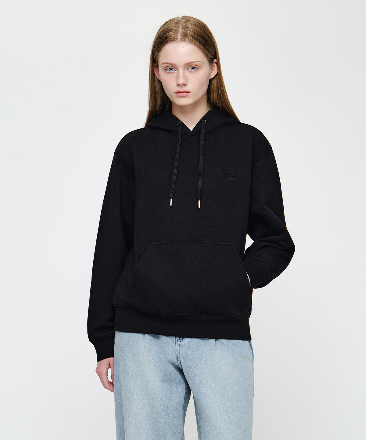 Marithe & Francois Girbaud - Small Classic Logo Embroidery Hoodie (Black) product image 1 | TRAB K-Fashion Australia