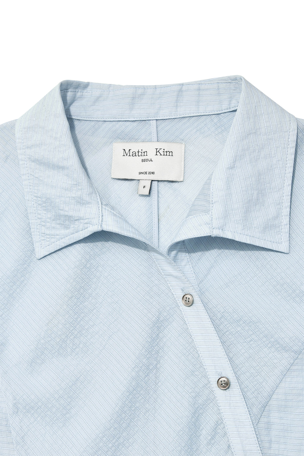 Matin Kim - Unbalance Button Point Shirt (Light Blue) product image 3 | TRAB K-Fashion Australia