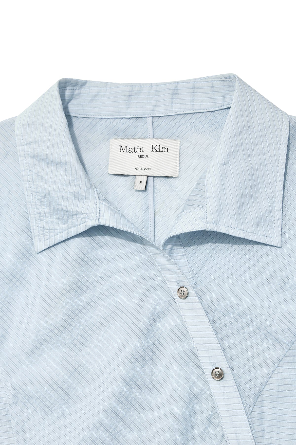 Matin Kim - Unbalance Button Point Shirt (Light Blue) product image 3 | TRAB K-Fashion Australia