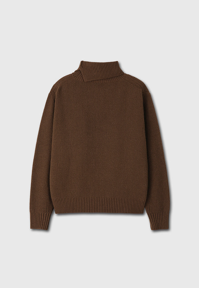 Tonywack - Hard Twist Wool Slit Turtleneck Knit (Brown) product image 8 | TRAB K-Fashion Australia