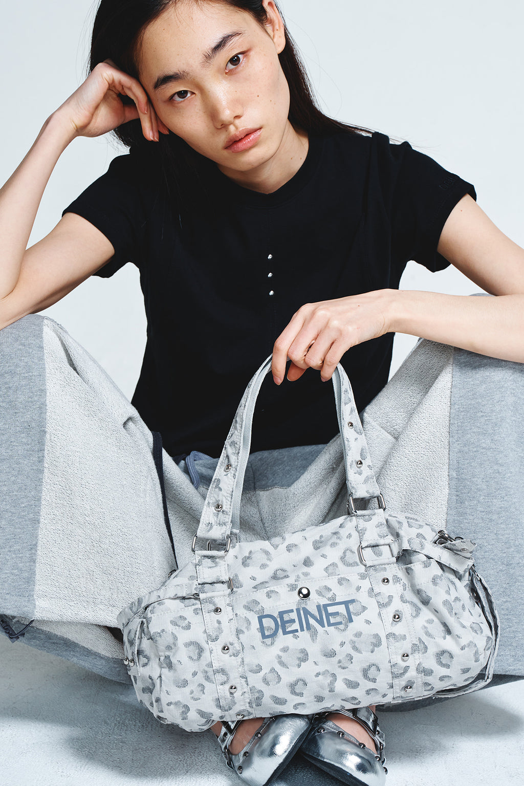 Deinet - Logo Leopard Duffle Mini Bag (Grey) product image 1 | TRAB K-Fashion Australia