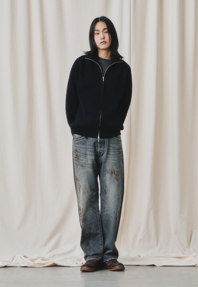 Art if acts - Cashmere Full Zip-up Jacket (Black) product image 2 | TRAB K-Fashion Australia