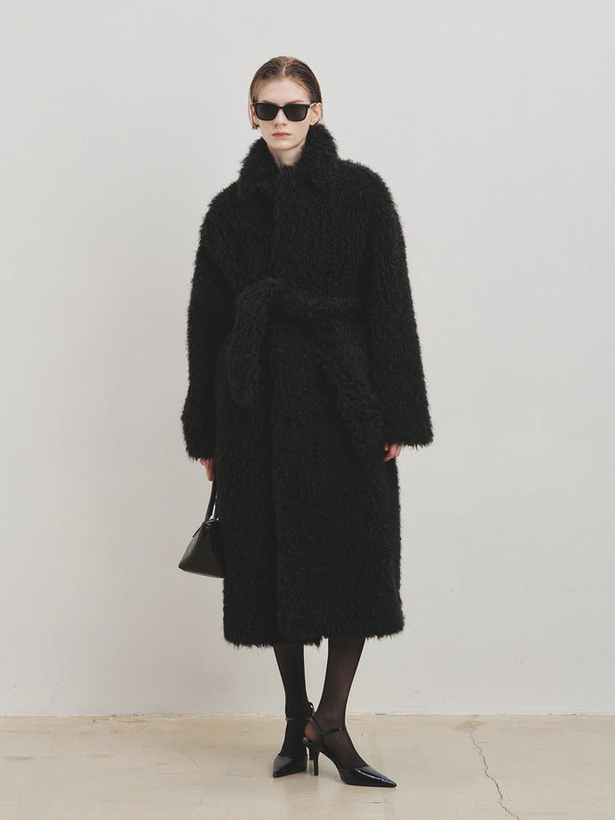 Tonywack - Oversized Black Fur Coat (Black) product image 3 | TRAB K-Fashion Australia