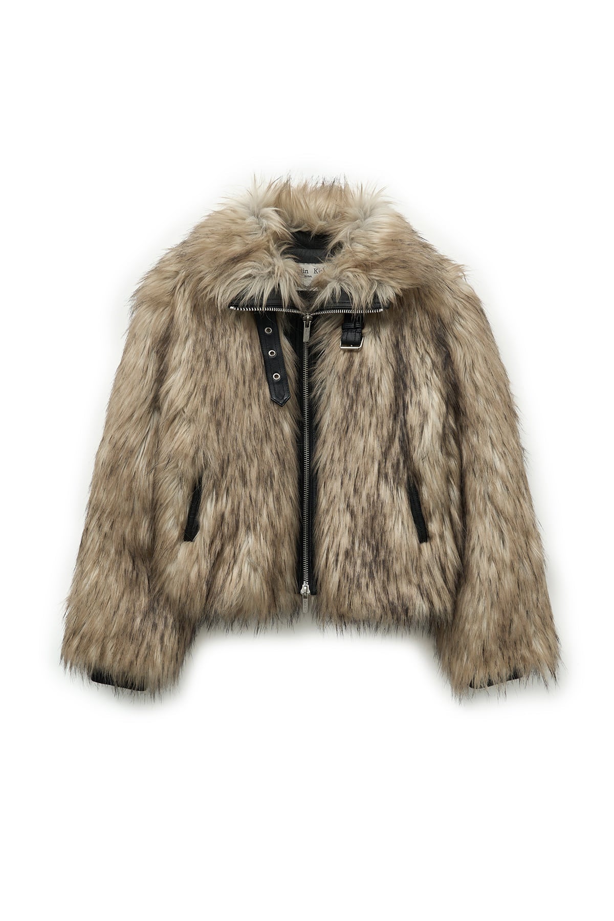 Matin Kim - Neck Buckle Crop Fur Jumper (Beige) product image 1 | TRAB K-Fashion Australia