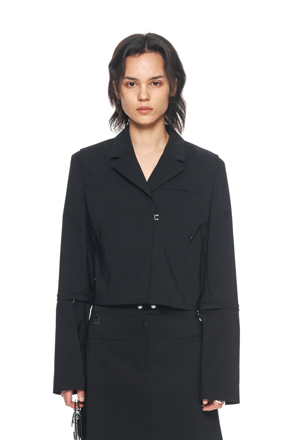 Matin Kim - Zipper Point Linen Crop Jacket (Black) product image 10 | TRAB K-Fashion Australia