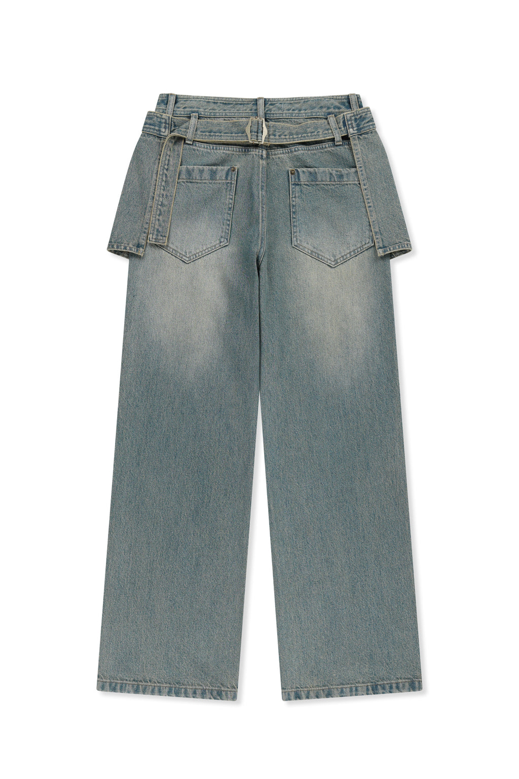 Matin Kim - Apron Layered Denim Pants (Blue) product image 2 | TRAB K-Fashion Australia