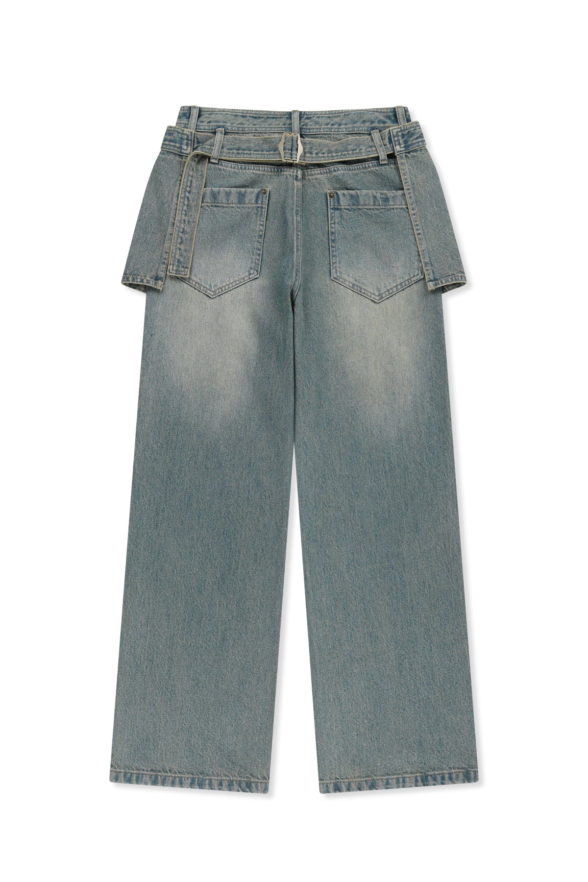 Matin Kim - Apron Layered Denim Pants (Blue) product image 2 | TRAB K-Fashion Australia