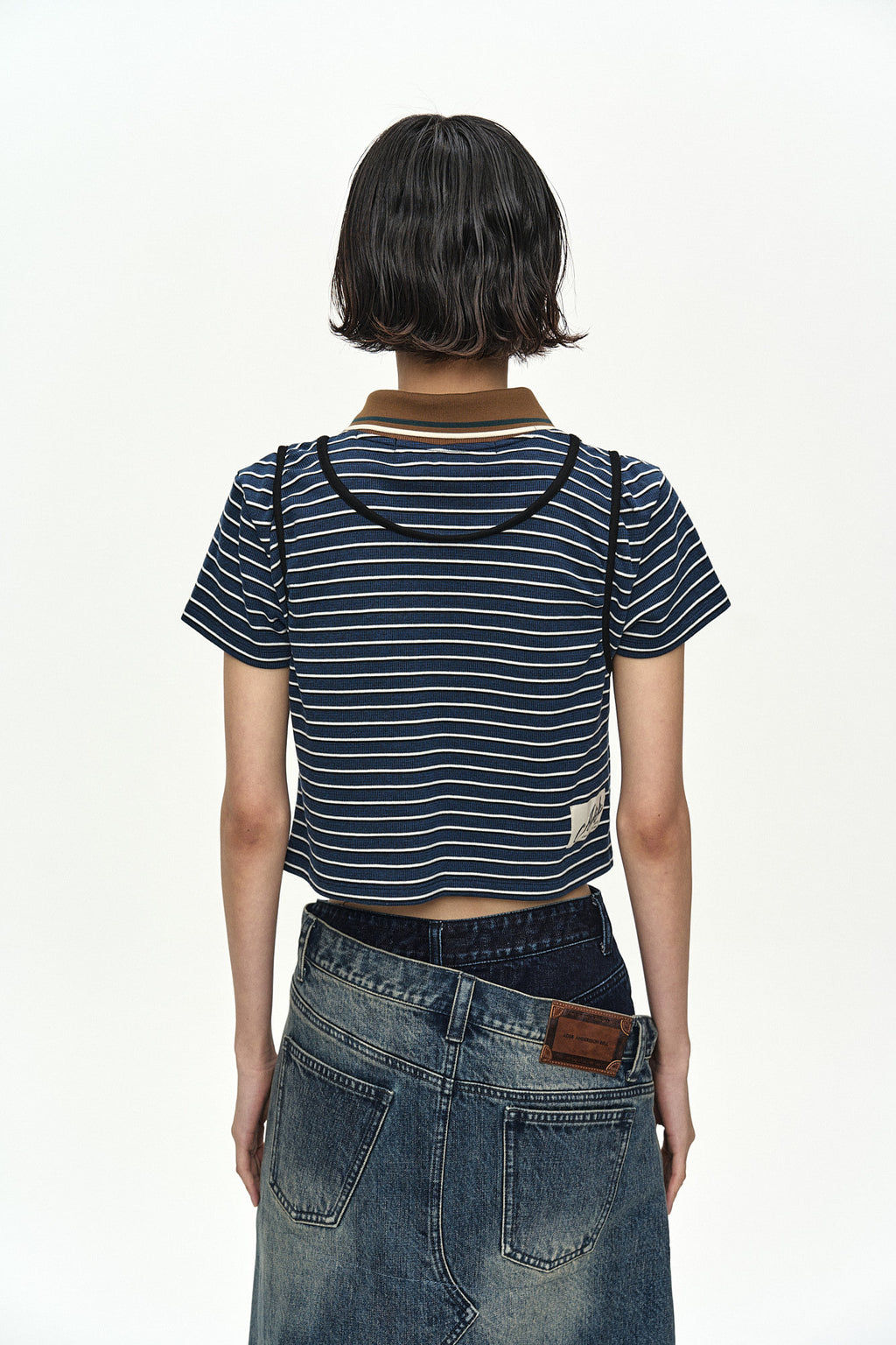 Andersson Bell - Shirring Binding Stripe Collar Top (Blue) product image 5 | TRAB K-Fashion Australia
