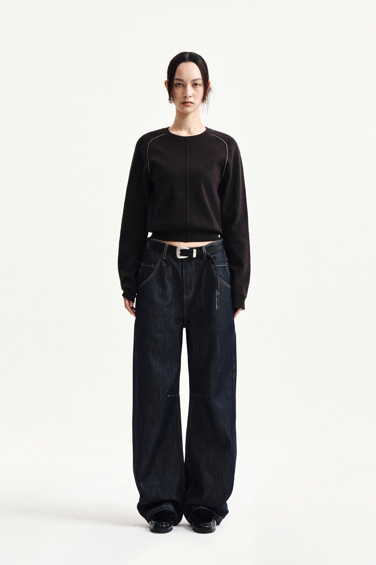 Matin Kim - Dart Point Denim Pants (Dark Navy) product image 5 | TRAB K-Fashion Australia