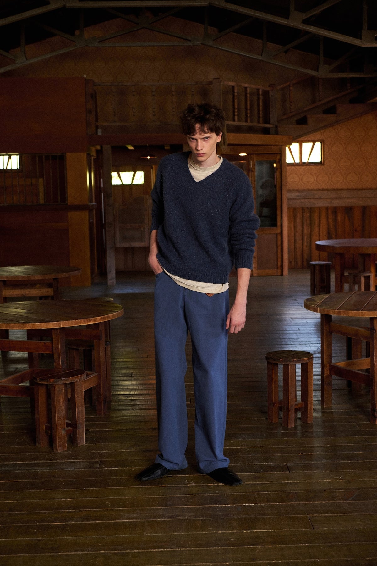 STU - Super Fine Wool V-neck Knit (Dark Blue) product image 6 | TRAB K-Fashion Australia